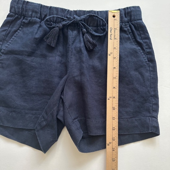 Talbots 100% Linen Navy Blue Elastic Waist Tie Pull On Shorts Women's Size P - Picture 6 of 9